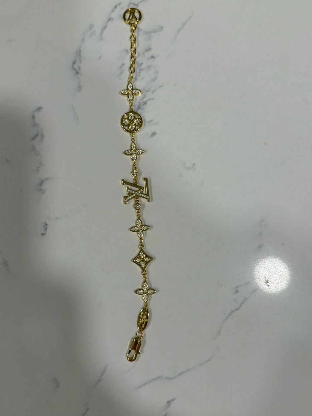Gold Crystal Logo-Link Bracelet